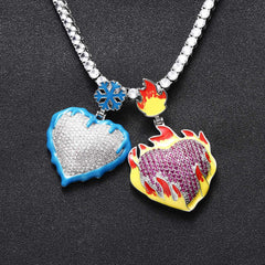 Iced Out Frozen Heart Pendant Necklace