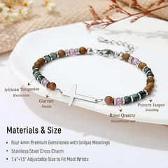 Adjustable Natural Stone Cross Bracelet – Birthday, Christmas & Holiday Gift