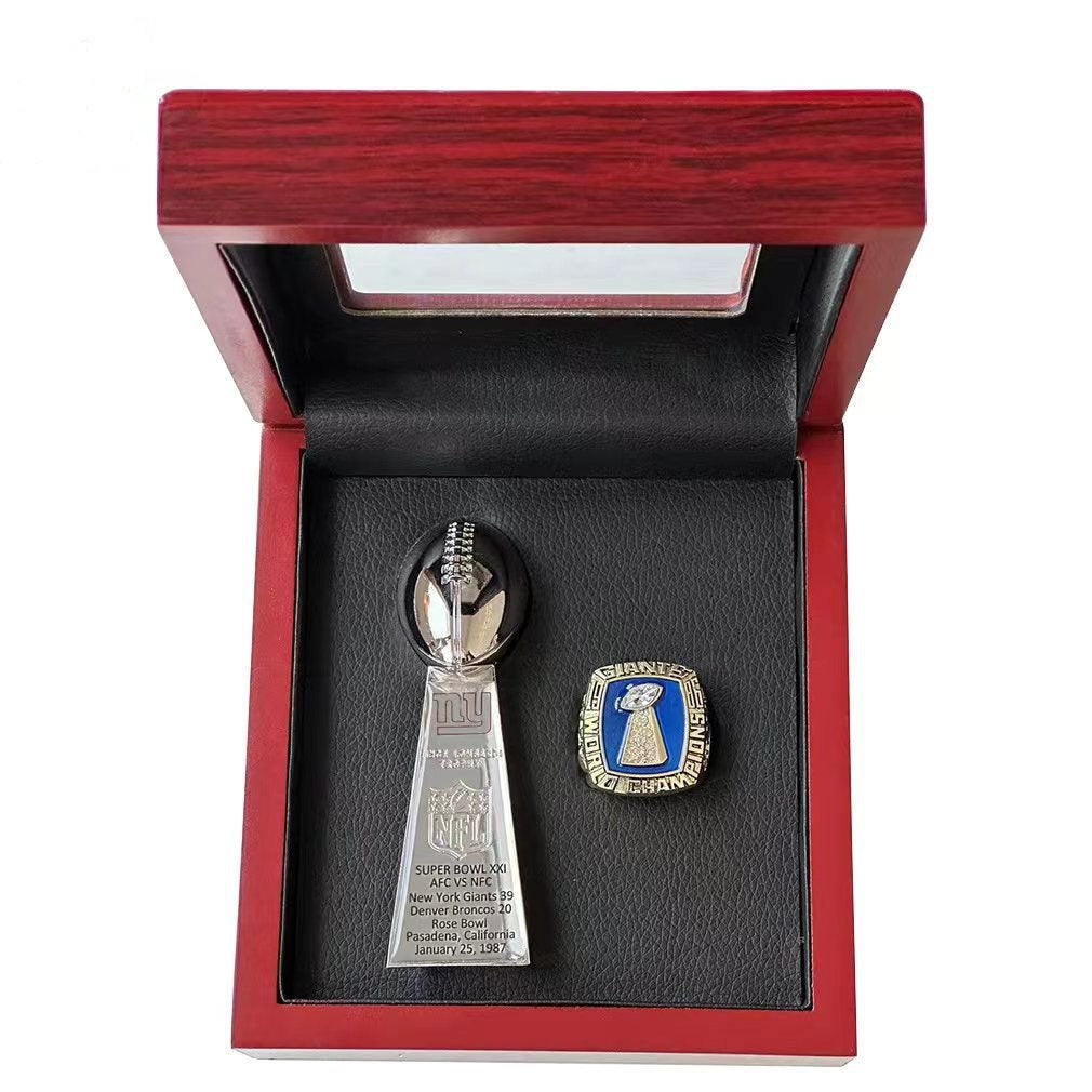 New York Giants Super Bowl Championship Ring & Trophy Set– 1986, 1991, 2008 & 2012