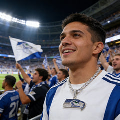 Seattle Seahawks Logo Pendant Necklace – with Heart Tennis Chain for Fans