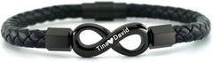 Personalized Leather Infinity Bracelet – Custom Engraved Braided Wristband Gift