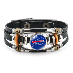 Leather Sports Team Logo Bracelet – Adjustable Fans Wristband Gift for Game Day & Holidays