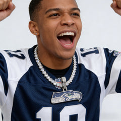 Seattle Seahawks Logo Pendant Necklace – with Heart Tennis Chain for Fans