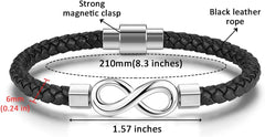 Personalized Leather Infinity Bracelet – Custom Engraved Braided Wristband Gift