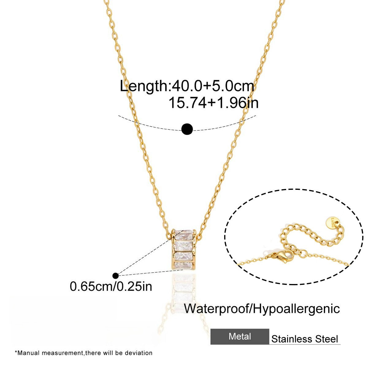 Dainty Zirconia Cylinder Charm Necklace