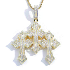 Drip Moissanite Cross Combo Pendant