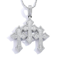 Drip Moissanite Cross Combo Pendant