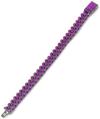 Purple Iced Out  Cuban Chain Necklace & Bracelet 12mm