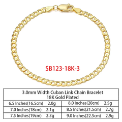 3mm 925 Sterling Silver Cuban Link Chain Bracelet– Non-Tarnish Jewelry for Everyday Wear&Gift