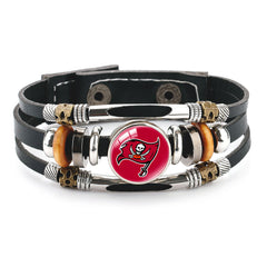 Leather Sports Team Logo Bracelet – Adjustable Fans Wristband Gift for Game Day & Holidays
