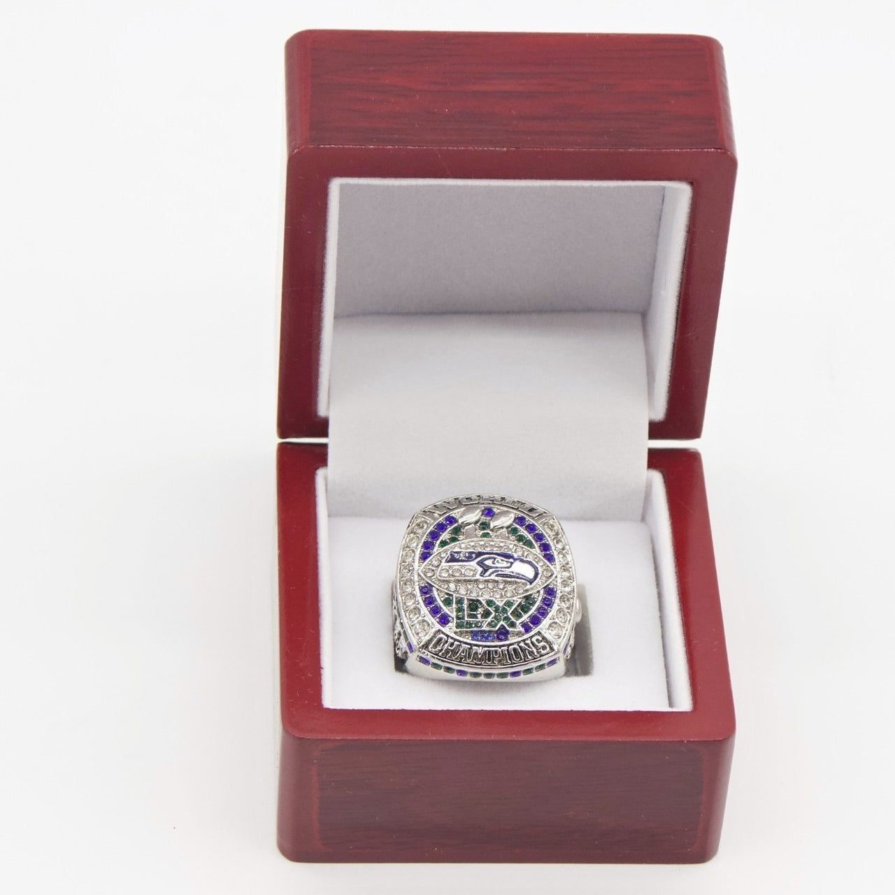 New 2025 Seahawks Championship Ring - Super Bowl 60 Fan Replica Ring - With Display Box