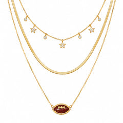 Women's Gold Football Layered Necklace – Cross Charm Game Day Fan Jewelry Gift