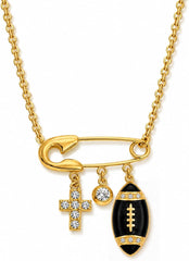Gold Football Charms Pendant Necklace 18 inches