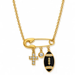 Gold Football Charms Pendant Necklace 18 inches