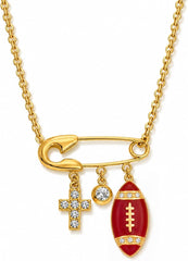 Gold Football Charms Pendant Necklace 18 inches