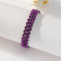 Purple Iced Out  Cuban Chain Necklace & Bracelet 12mm