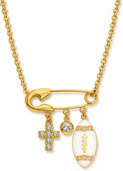 Gold Football Charms Pendant Necklace 18 inches