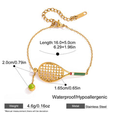 Gold Tennis Racket Necklace / Bracelet