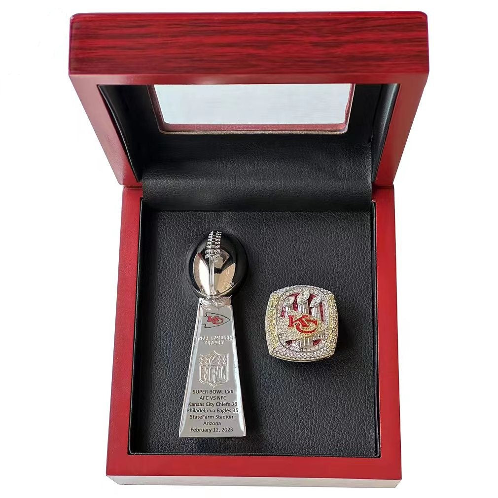 Kansas City Chiefs All Super Bowl Championship Ring & Trophy Set– 1970, 2020 & 2023  Winners Replica Collection