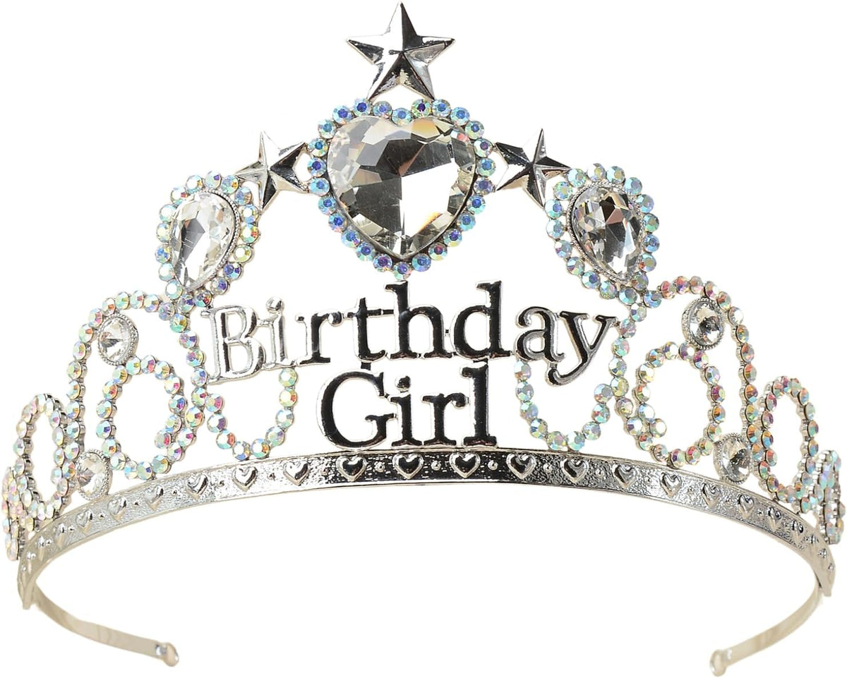 Birthday Girl Tiaras & Crowns for Women Princess Crown Silver Headpiece for Birthday Party