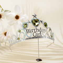 Birthday Girl Tiaras & Crowns for Women Princess Crown Silver Headpiece for Birthday Party
