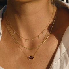 Women's Gold Football Layered Necklace – Cross Charm Game Day Fan Jewelry Gift