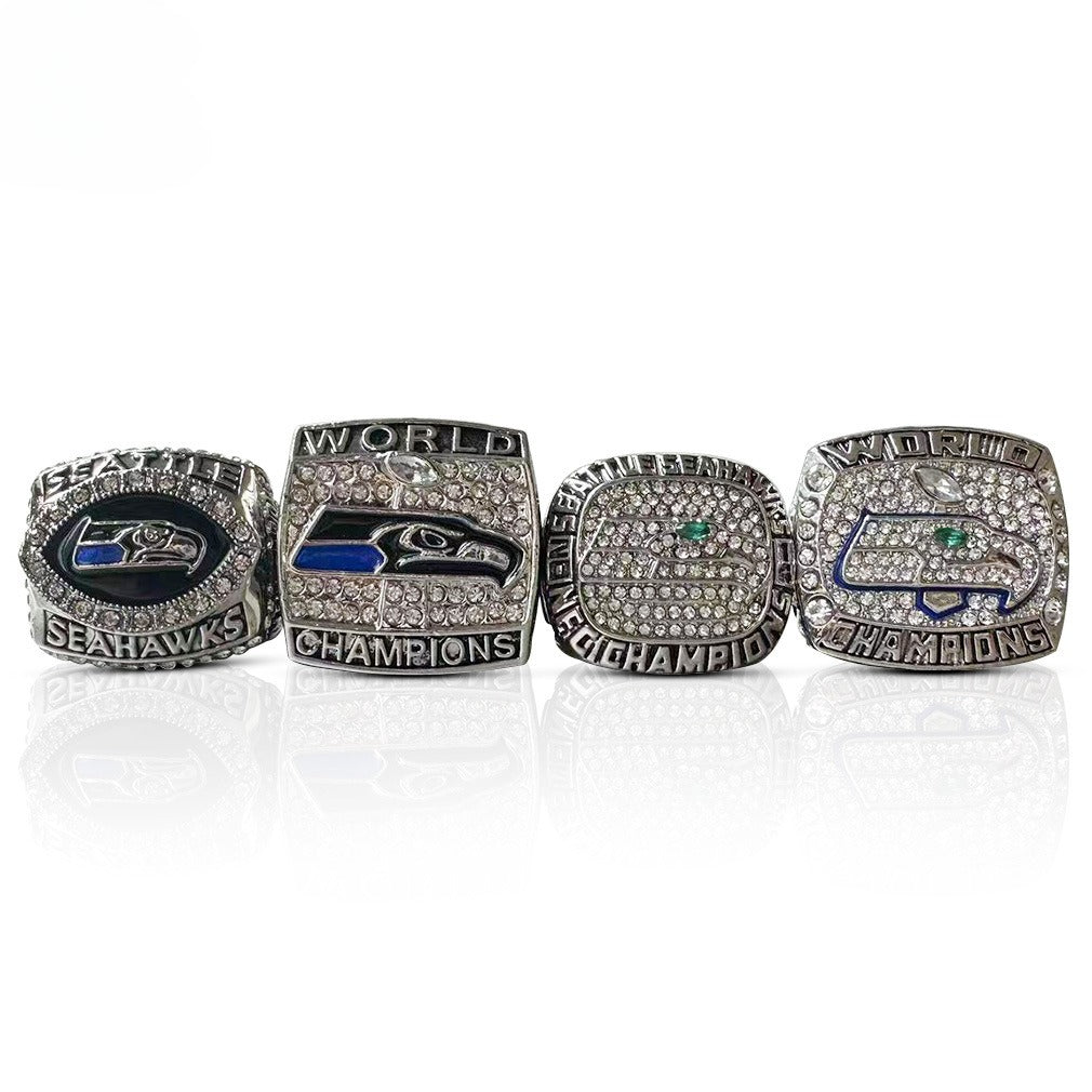 Seattle Seahawks Championship Ring Set – 4PCS Collector Celebration Gift for True Seahawks Fans