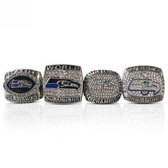 Seattle Seahawks Championship Ring Set – 4PCS Collector Celebration Gift for True Seahawks Fans