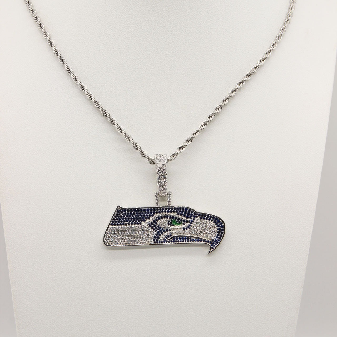 Seattle Seahawks Zircon Pendant Necklace - Game Day & Holiday Gift for Sports Fans - Additional Detail