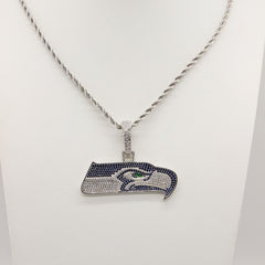 Seattle Seahawks Zircon Pendant Necklace - Game Day & Holiday Gift for Sports Fans - Additional Detail