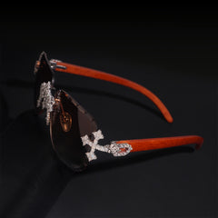 925 Sterling Silver Bling Cross Moissanite Sunglasses