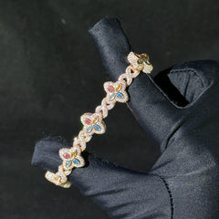 S925 Silver Four-Leaf Clover Moissanite  Bracelets for Women