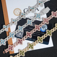 S925 Silver Four-Leaf Clover Moissanite  Bracelets for Women