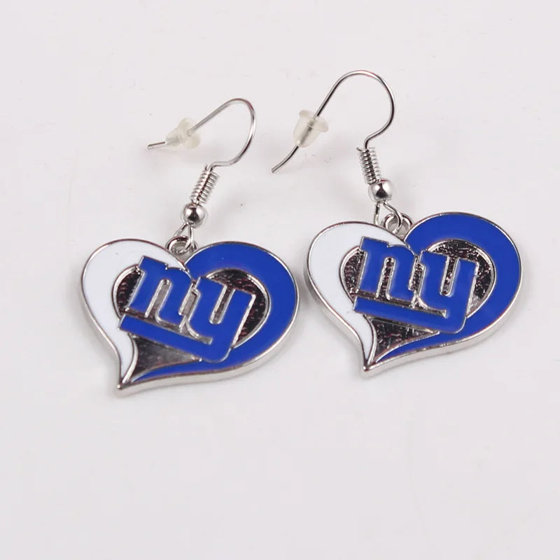 Football Team Logo Heart Earrings –  Game Day Accessories & Gift for Sports Fan