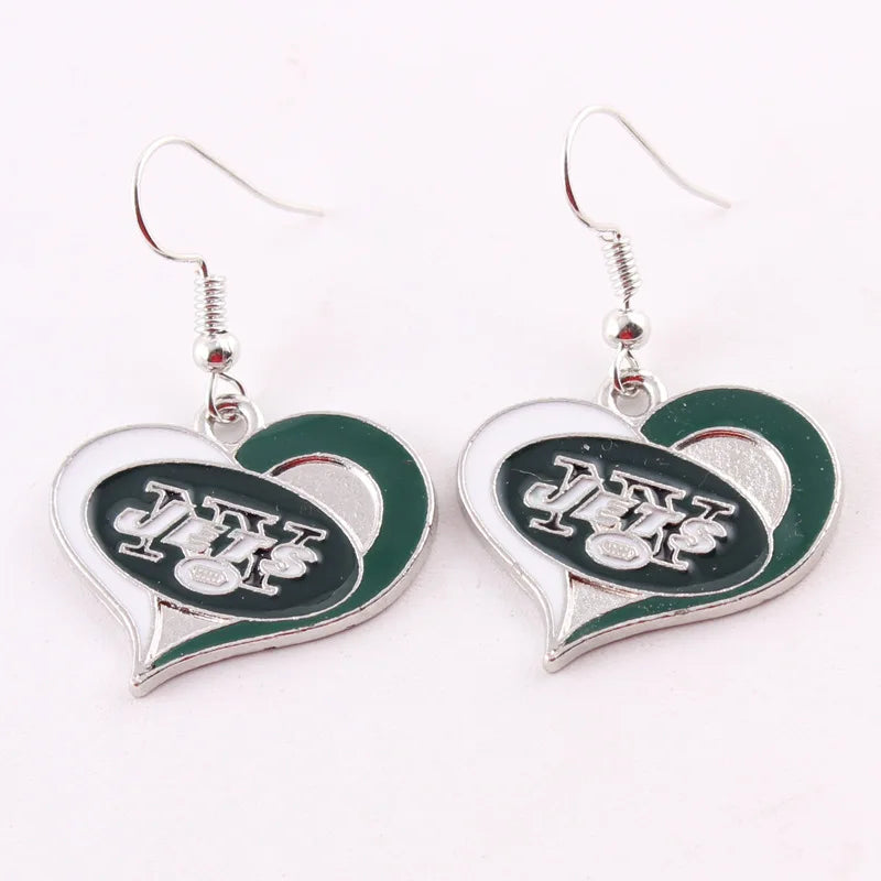 Football Team Logo Heart Earrings –  Game Day Accessories & Gift for Sports Fan