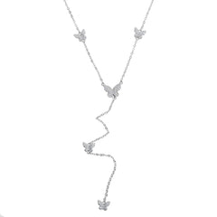 Mini Cute Butterfly Charm Y Necklace for Women 16+2 inches
