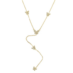 Mini Cute Butterfly Charm Y Necklace for Women 16+2 inches