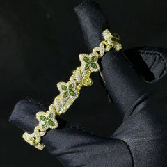 S925 Silver Four-Leaf Clover Moissanite  Bracelets for Women