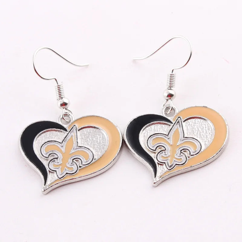 Football Team Logo Heart Earrings –  Game Day Accessories & Gift for Sports Fan