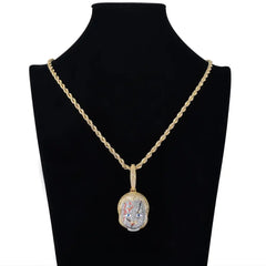 Iced Out Horror Doll Pendant Necklace – Scary Rapper Chain for Halloween Gift