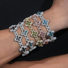 S925 Silver Four-Leaf Clover Moissanite  Bracelets for Women