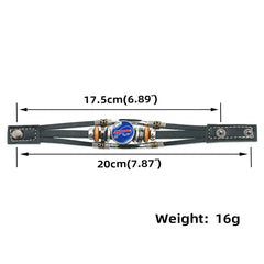 Leather Sports Team Logo Bracelet – Adjustable Fans Wristband Gift for Game Day & Holidays