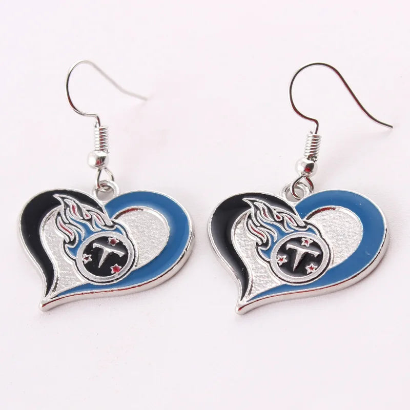 Football Team Logo Heart Earrings –  Game Day Accessories & Gift for Sports Fan