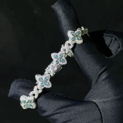 S925 Silver Four-Leaf Clover Moissanite  Bracelets for Women