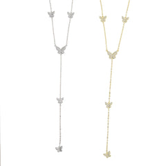 Mini Cute Butterfly Charm Y Necklace for Women 16+2 inches