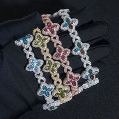 S925 Silver Four-Leaf Clover Moissanite  Bracelets for Women