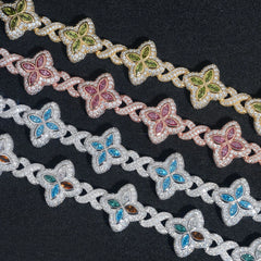 S925 Silver Four-Leaf Clover Moissanite  Bracelets for Women