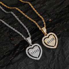 Iced Out Moissanite Heart Pendant
