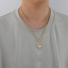 Iced Out Moissanite Heart Pendant