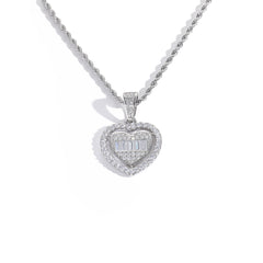 Iced Out Moissanite Heart Pendant